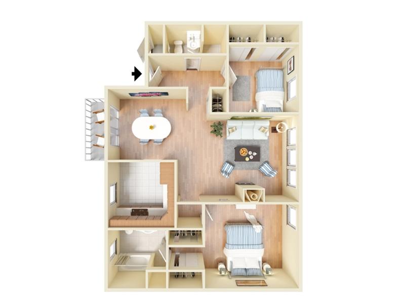 2bd 2ba V floorplan at Forest Cove