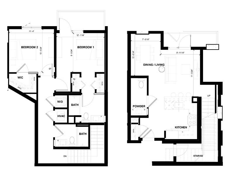 2 Bedroom Townhome 2 floorplan at Volta on Pine