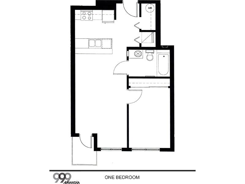 1BADA floorplan at 999 Hiawatha