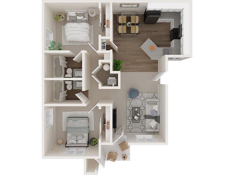 2x2 870 floorplan at Elevate at 4400