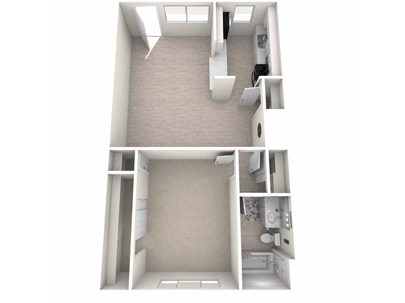 1x1 floorplan at Ellis Midtown