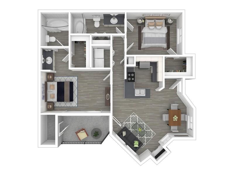 2x2-1260 Renovated floorplan at Allegro