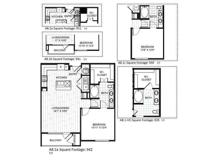 A8.1 floorplan at The Moderne