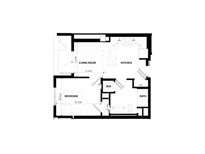 1 Bedroom A floorplan at Volta on Pine