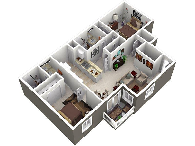 2 bed 2 bath 925