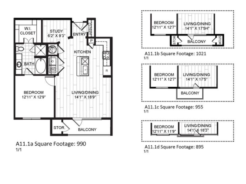 A11.1 floorplan at The Moderne