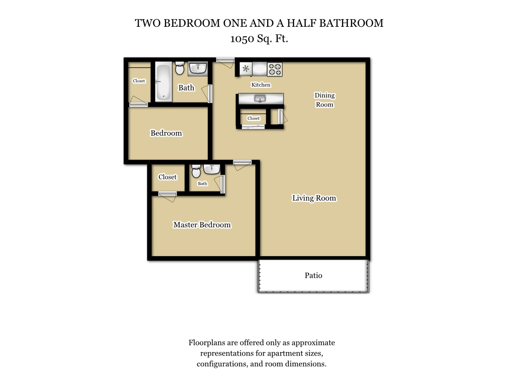 2 Bed 1.5 Bath Plan A floorplan at Camden Village