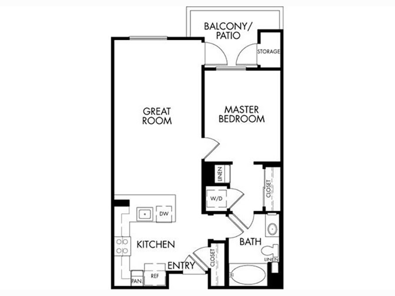 1BDAR floorplan at Oasis Anaheim