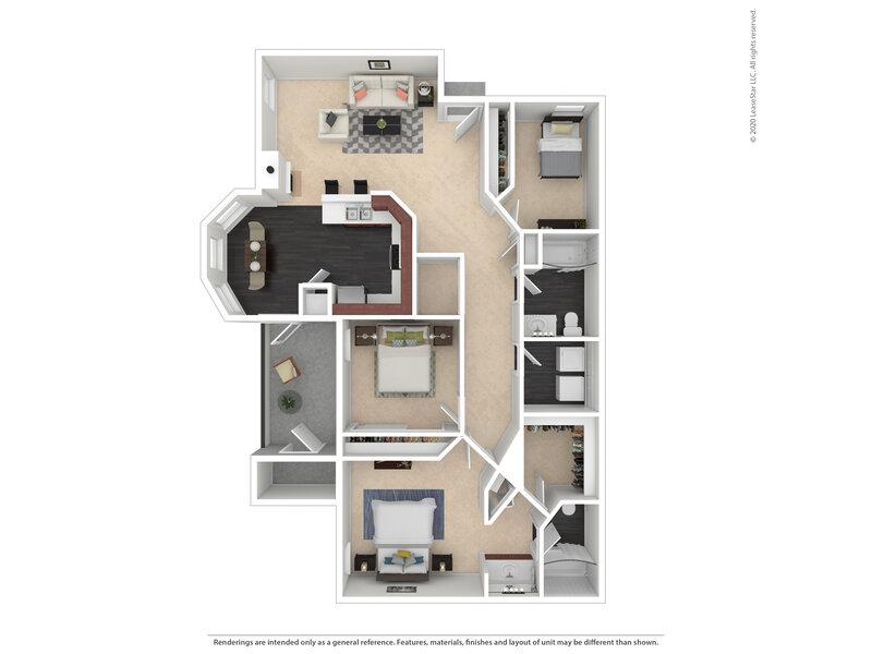 3x2-1384- Classic floorplan at Pinnacle Heights