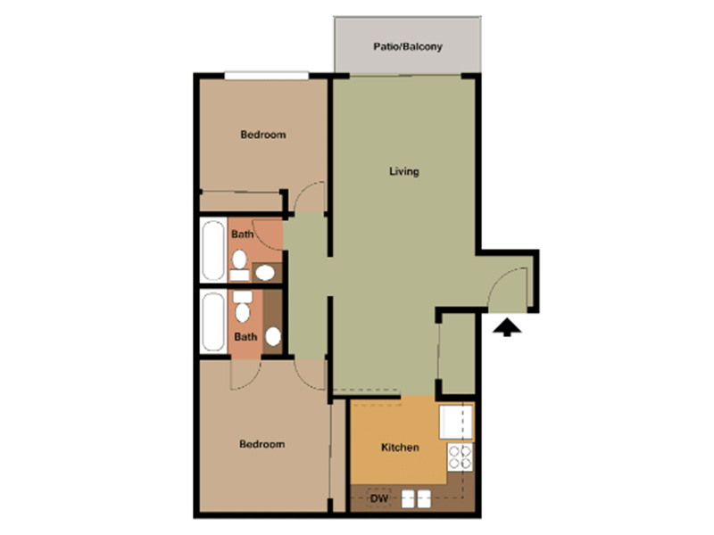 2x2 MD floorplan at The Square