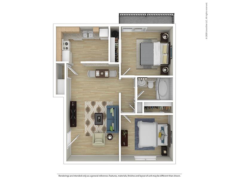 2 BEDROOM 1 BATH B