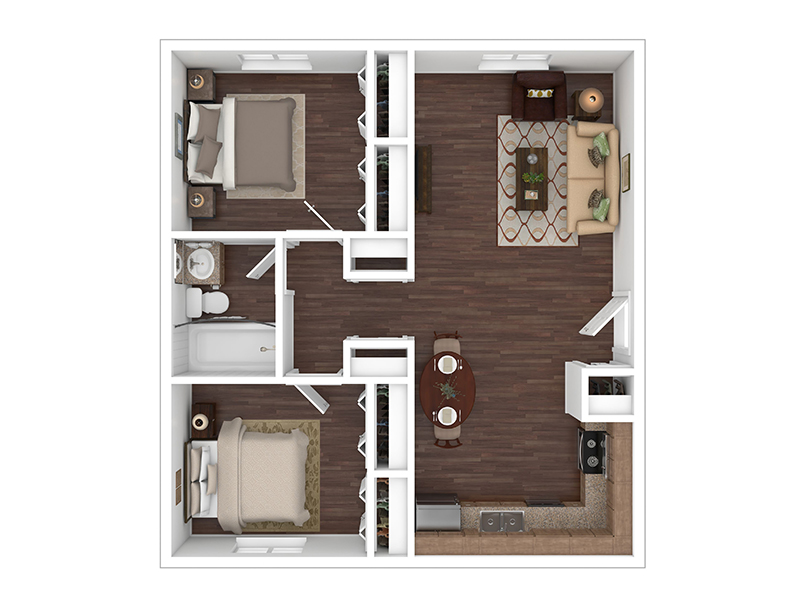 2x1a floorplan at Asbury Plaza