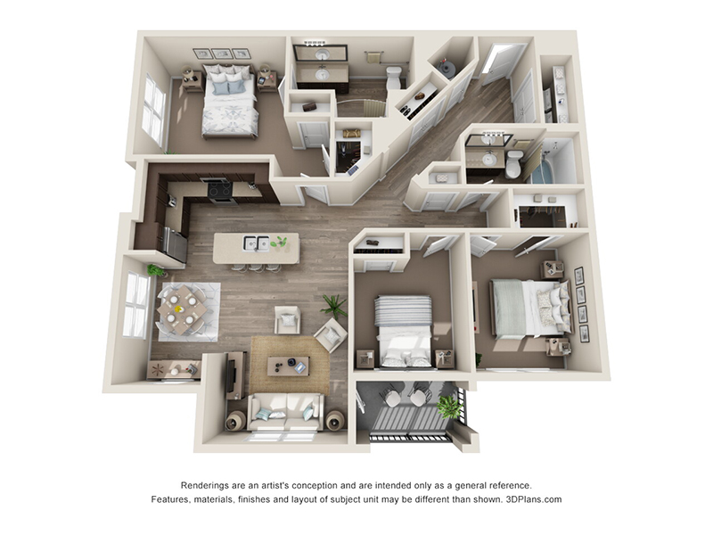 3x2-1434 floorplan at Atlantic on the Boulevard