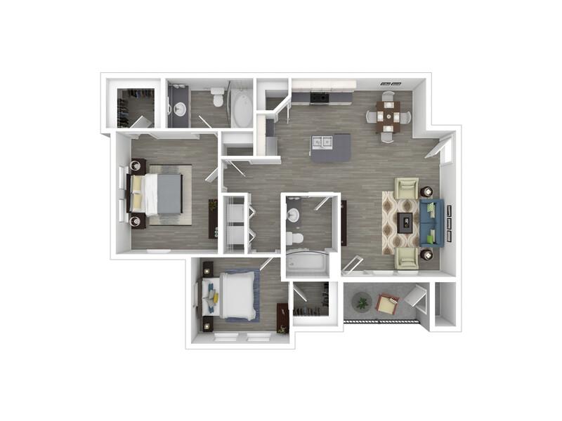 2X2-1153 floorplan at The Hills at Renaissance