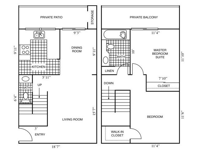 2x1.5 floorplan at Horizon