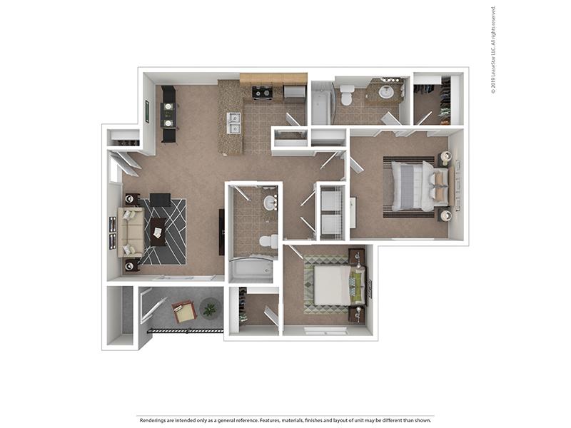 Phase 1-2x2 1167 floorplan at Ridgeview