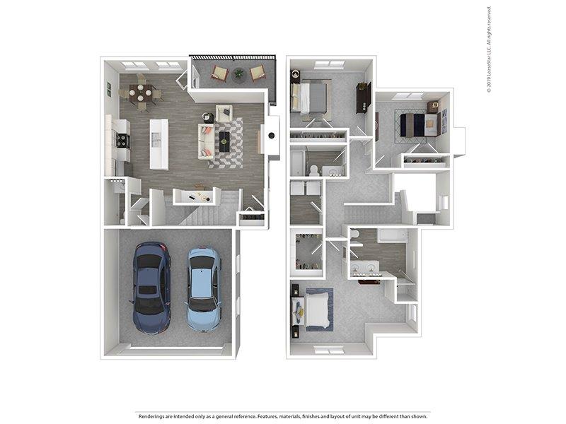 3x2 Townhome End Apartment