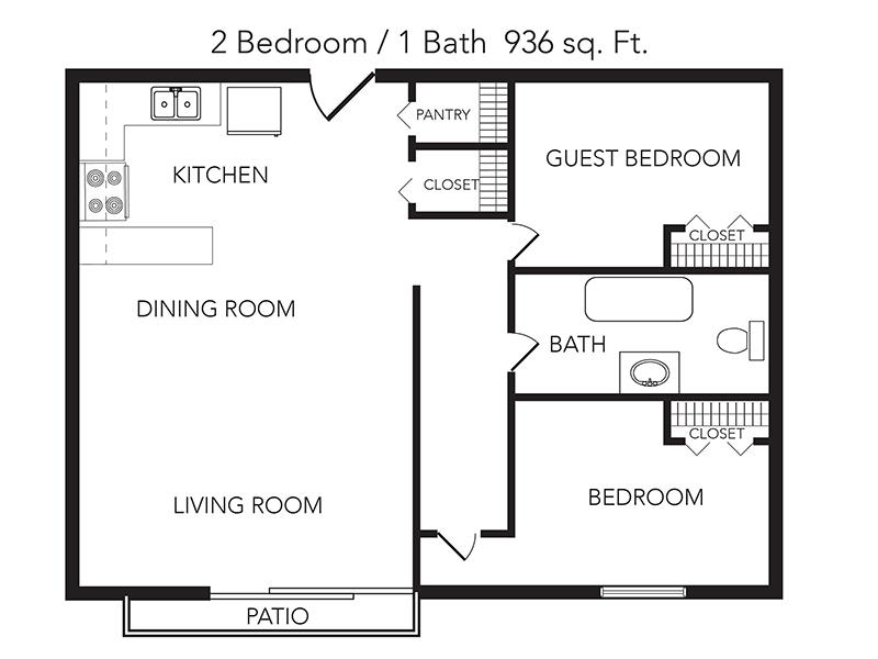 2 Bedroom 1 Bathroom