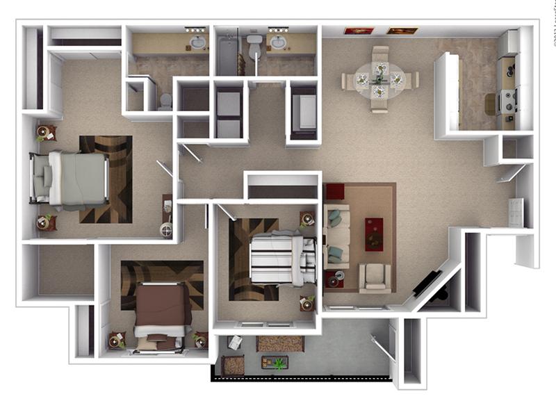 3x2 floorplan at Hunters Woods