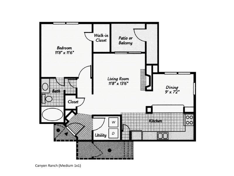 1X1-723 floorplan at Retreat at Cheyenne Mountain