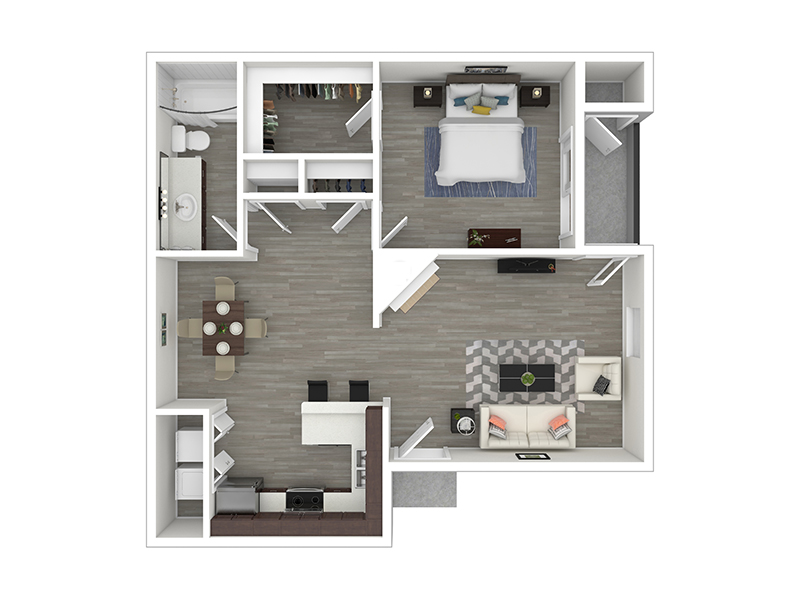 1x1-863- Classic floorplan at Pinnacle Heights