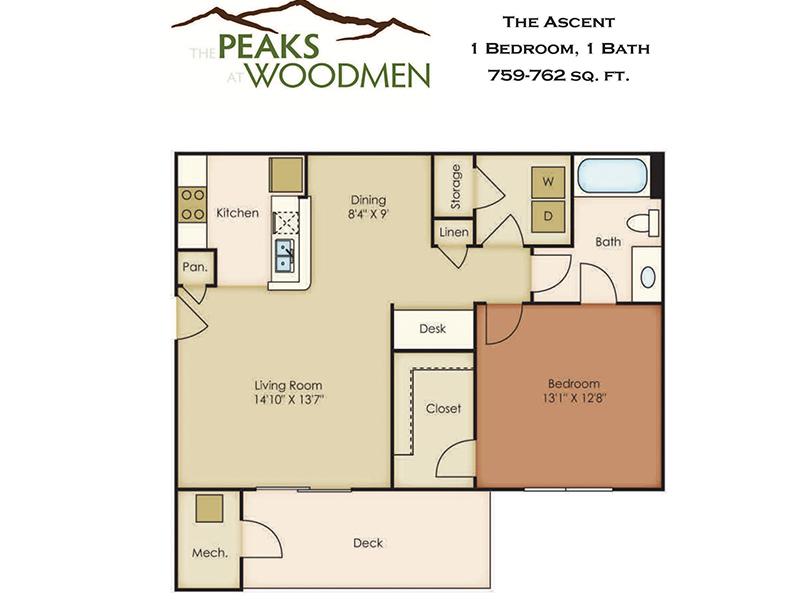 1X1-759-Full Renovation  floorplan at Peaks at Woodmen