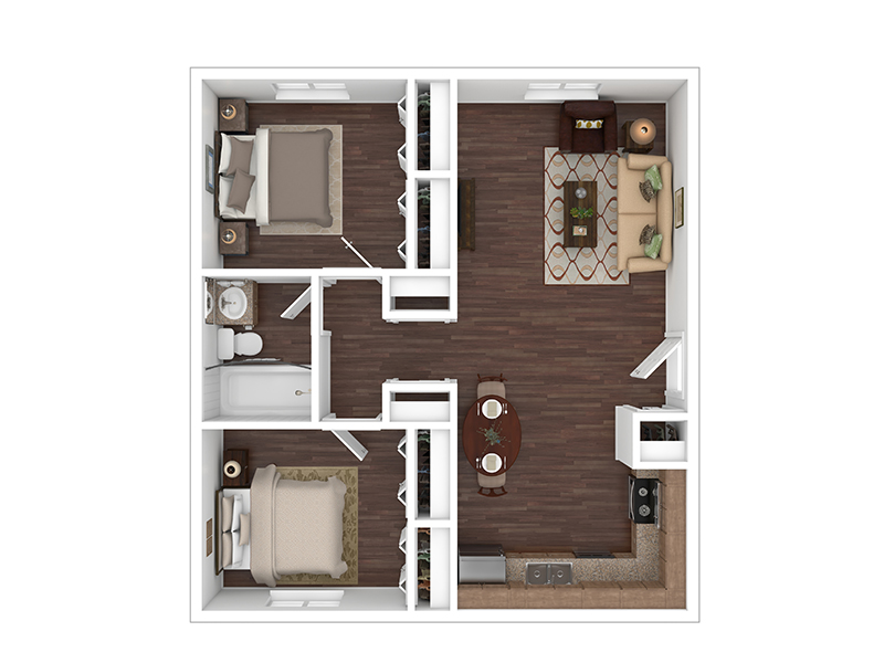 2x1c floorplan at Asbury Plaza