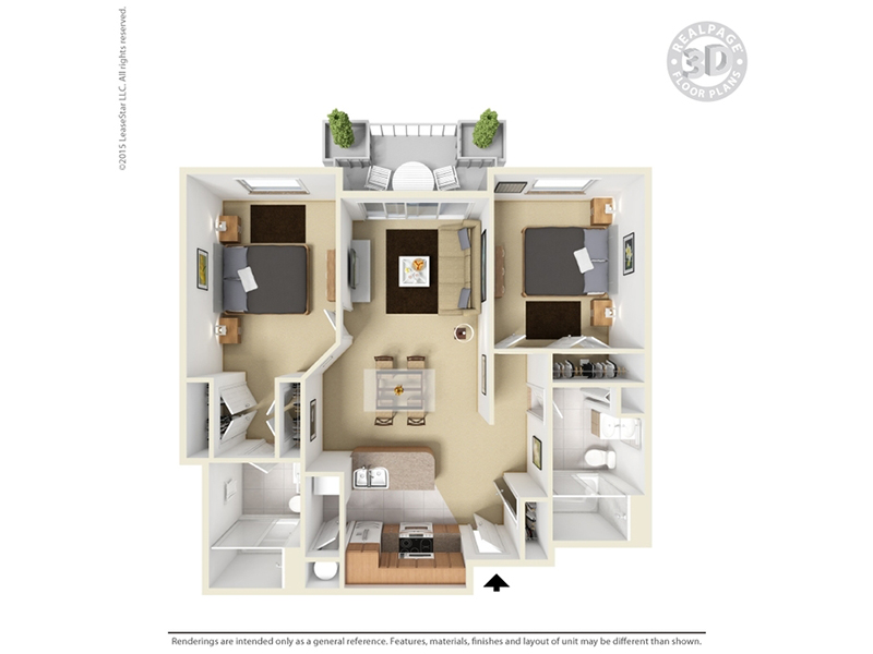 cityscape 2 bedroom 2 bathroom floorplan at Elevate on 5th