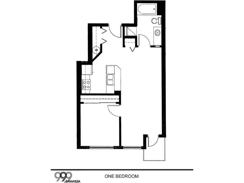 1B1 floorplan at 999 Hiawatha