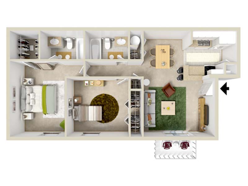 2 bed 2 bath B1