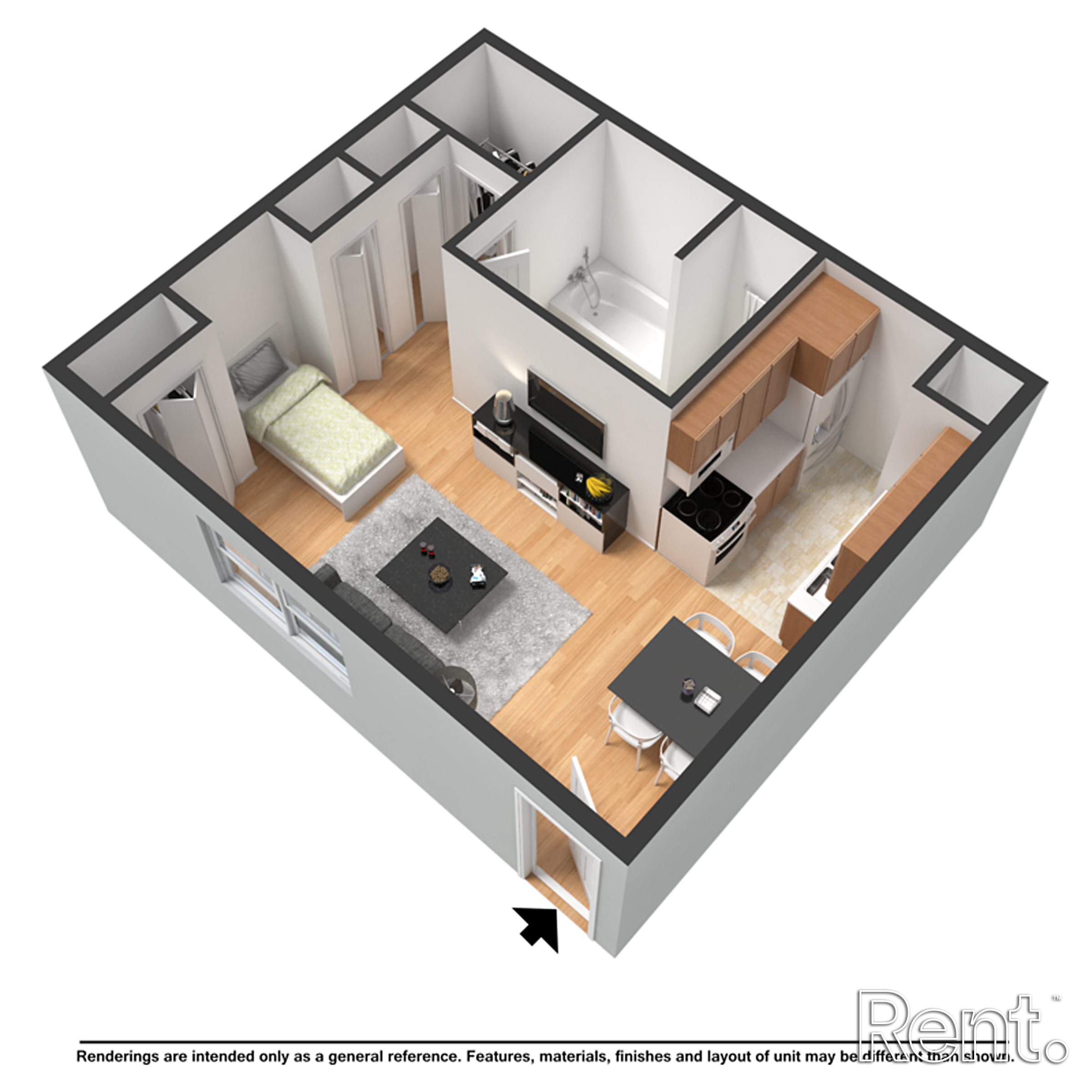 Studio floorplan at Norman Creek