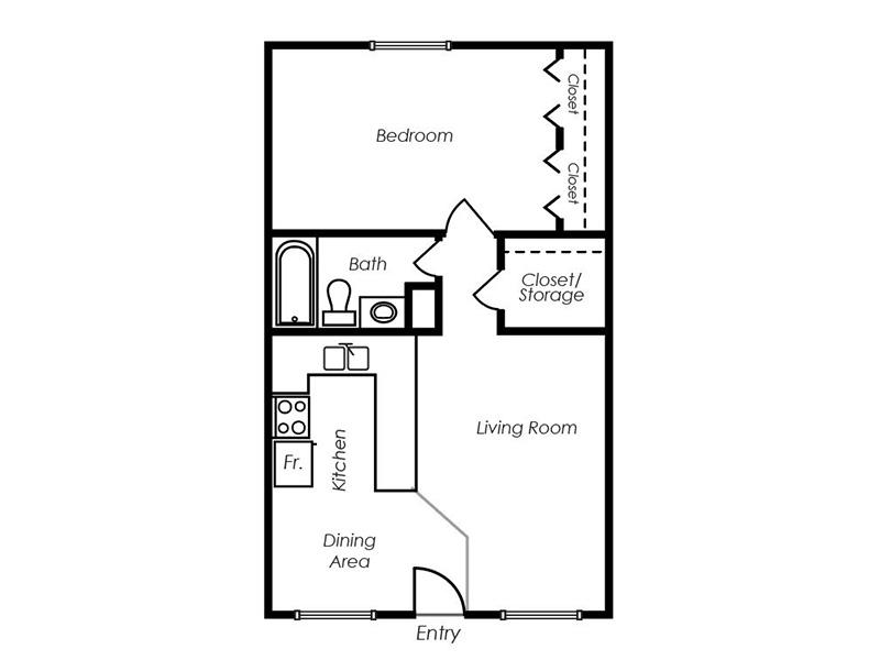 1 Bedroom floorplan at The Springs CO