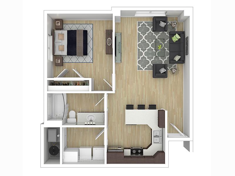 1x1 floorplan at Ogden Flats