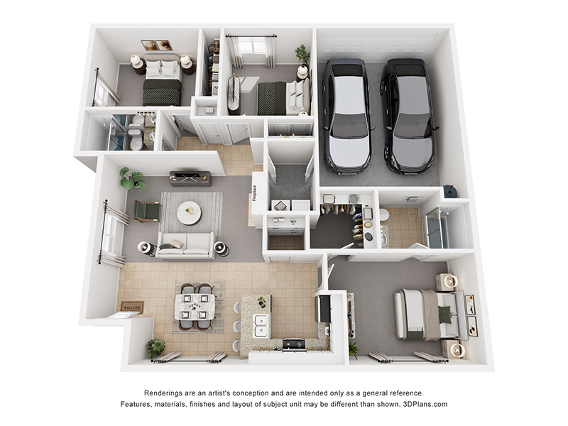 3x2 floorplan at Old River Place
