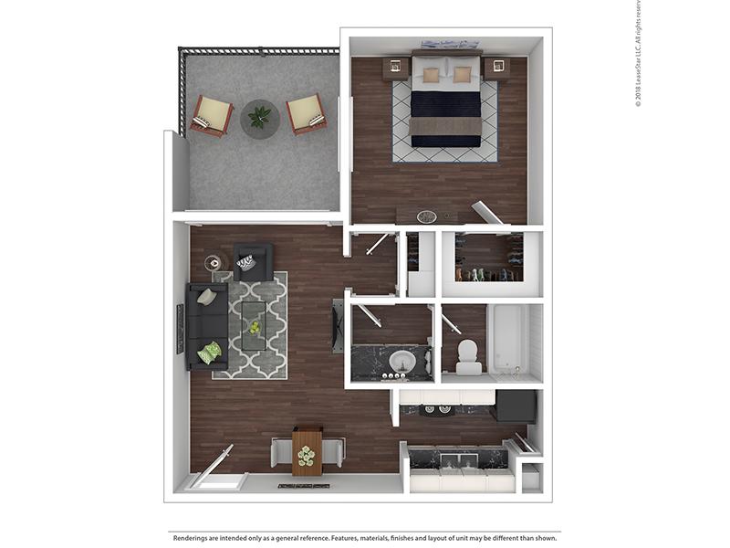 1 Bedroom 1 Bath A1-600 floorplan at Waterstone