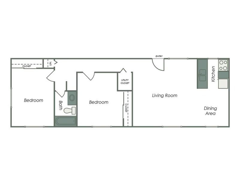 2x1 Partial floorplan at Shadow Tree Apartments