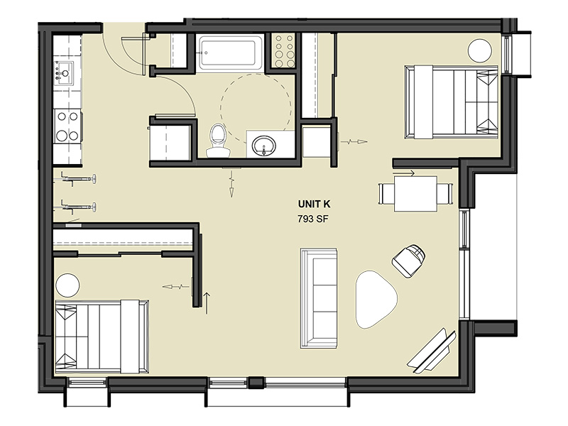 Unit K floorplan at Forty One 11