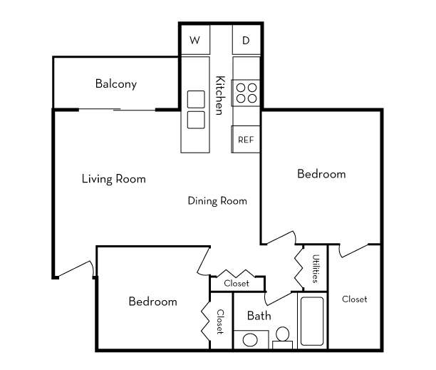 2 Bedroom 1 Bath