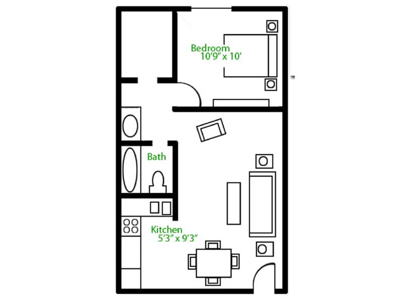 1 Bedroom 1 Bathroom floorplan at Park Shadows