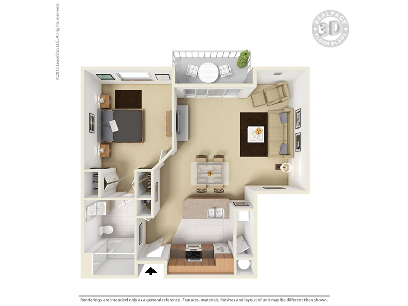 capital 1 bedroom 1 bathroom floorplan at Elevate on 5th