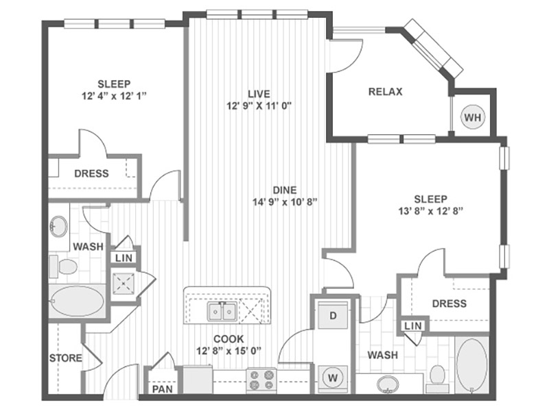 2X2-1202 floorplan at Arista Flats