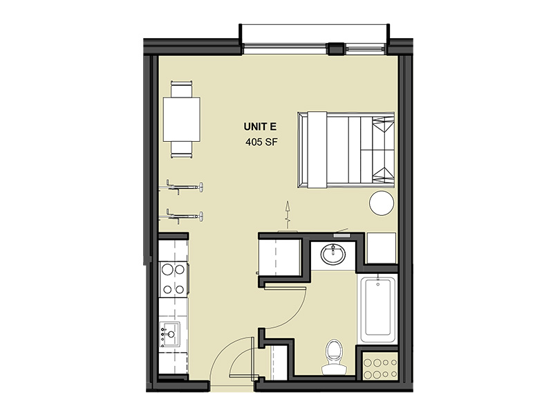 Unit E floorplan at Forty One 11