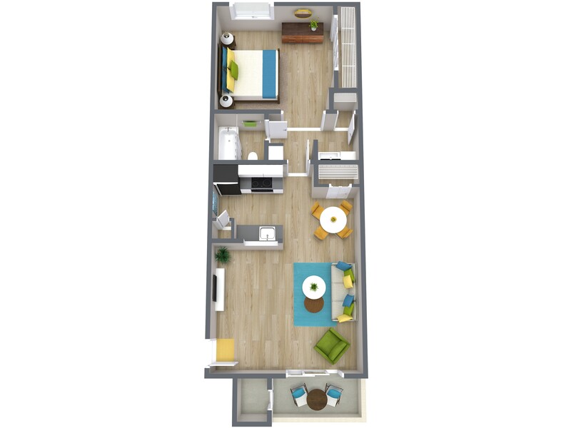 1 BR, 1 BA - 640 SF floorplan at Glenridge