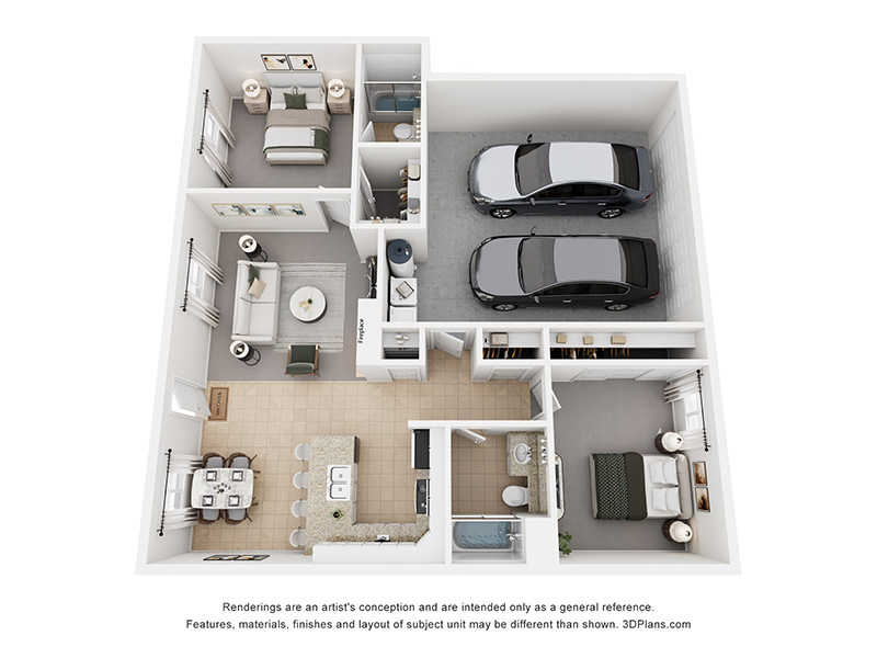 2x2 floorplan at Old River Place