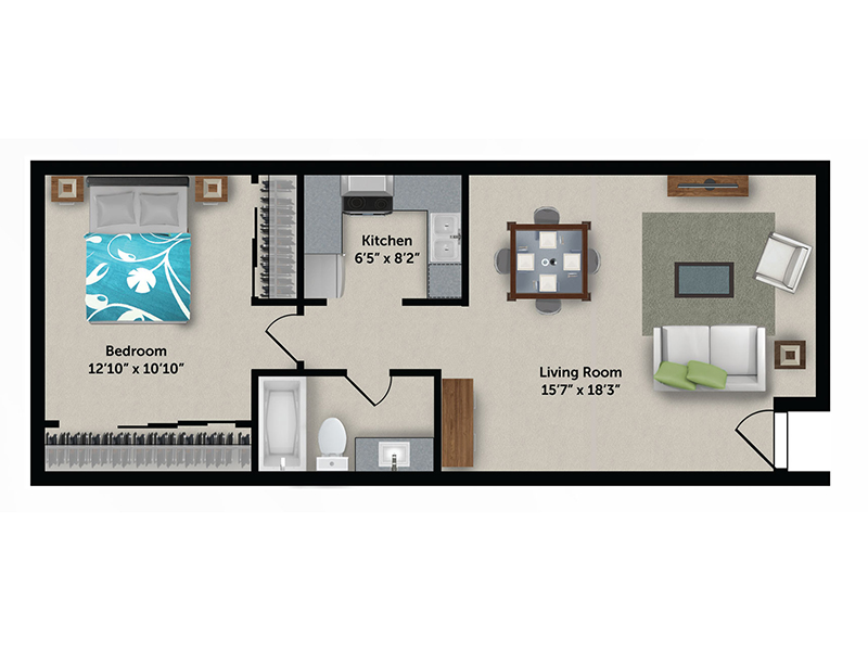 The Flat floorplan at Portola Biltmore