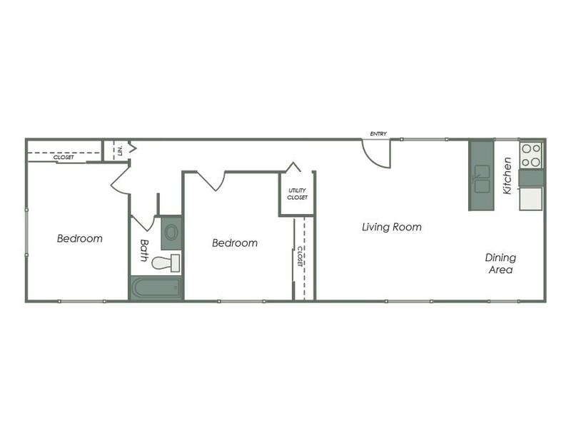 2x1 R floorplan at Shadow Tree Apartments