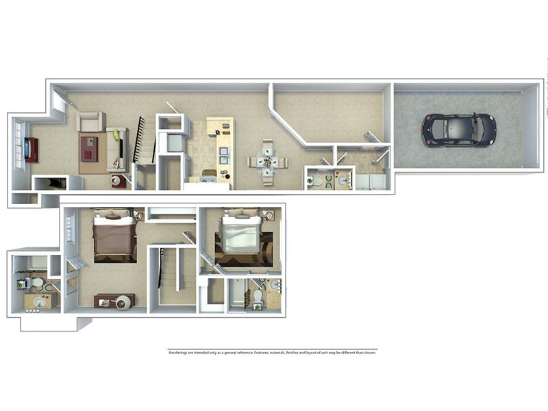 2x2.5TH1G floorplan at Hunters Woods