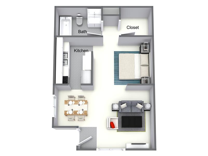 1X1AR floorplan at Park Hill