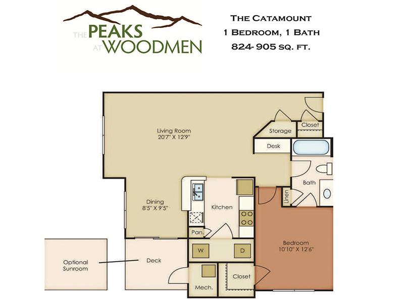 1X1-824 floorplan at Peaks at Woodmen