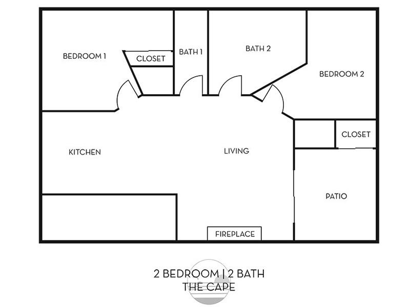 2x2 floorplan at The Cape